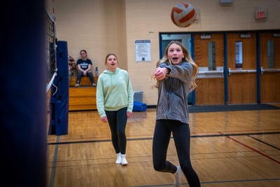 AMS students playing volleyball