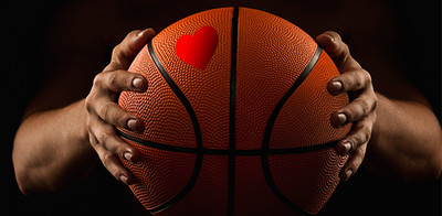Picture of basketball with a heart on it